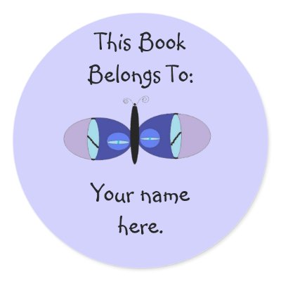 Blue Eyed Butterfly, Book Plates Stickers by SeaAngel