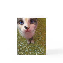 Blue Eyed Cat in the Kitchen Art Card