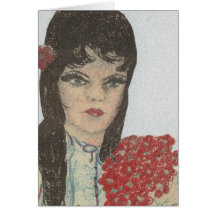 Blue Eyed Flower Girl Greeting Cards