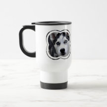 Blue Eyed Husky Plastic Travel Mug