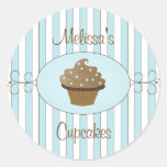 Blue Fancy Cupcakes Round Stickers