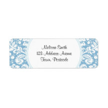 Blue fancy damask pattern labels