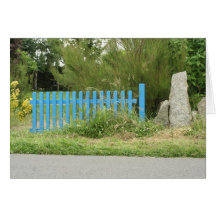 Blue Fence Greeting Card