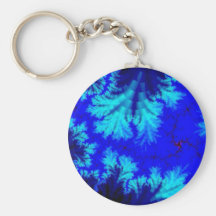 Blue Fern Fractal Keychains