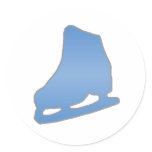 Blue Figure Skate Round Sticker