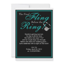 Blue Final Fling Bachelorette Party Invitation