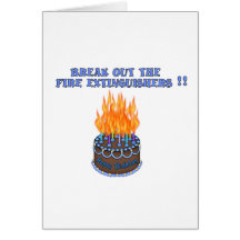 Blue Fire Extinguishers Birthday Cake Greeting Card