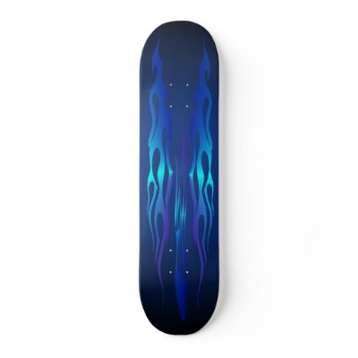 Blue Flame On Blue Skateboard by LotacatsSkates