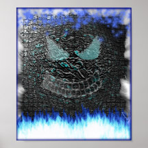 blue flame shattered abstract posters