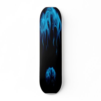 Blue Flames Skate Board by cavanaughdesigns