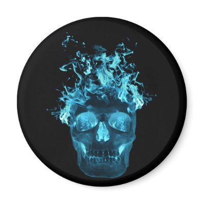 Blue Flaming Skull Magnet by atteestude