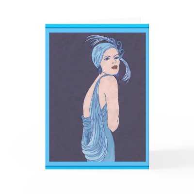 Blue Flapper Card by redqueenself