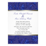 Blue Fleur Damask Wedding Announcements