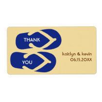 Blue flip flop sandals thank you party favour labels
