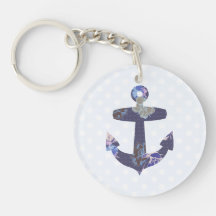 Blue floral anchor keychain acrylic keychains
