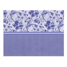 Blue Floral and Stripe Cards and Postage Postcards