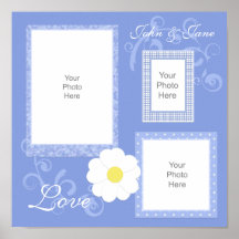Blue Floral And Swirls Scrapbook Page Posters