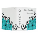 Blue Floral Black Scroll 3 Ring Binder