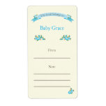 Blue Floral Bookplate Personalised Shipping Label