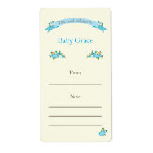 Blue Floral Bookplate Personalised Shipping Label