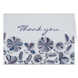 Blue Floral Burst Thank You Card