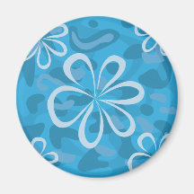 Blue Floral Design Fridge Magnets