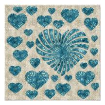 Blue Floral Heart with Pink Polka Dots Photograph