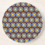 Blue Floral Medallions Drink Coaster