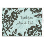 Blue Floral Parents  Wedding Day Thank You Card