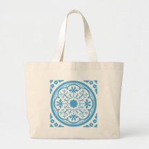 Blue Floral Pattern Canvas Bags