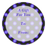 Blue floral pattern gift tag round stickers