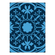 Blue Floral Pattern Greeting Card