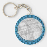 blue floral photo frame keychain