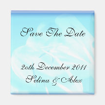 Blue Floral Save The Date Magnet