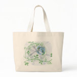 Blue floral swirl canvas bag