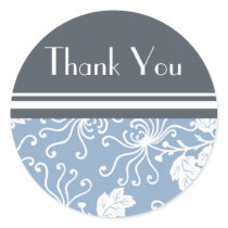 Blue Floral Thank You Envelope Seals Round Stickers