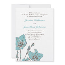 Blue Floral Wedding Personalized Invites