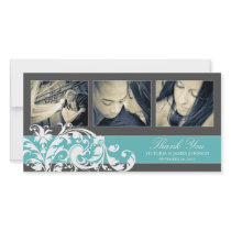 BLUE FLOURISH | WEDDING THANK YOU CARD PICTURE CARD