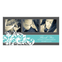BLUE FLOURISH | WEDDING THANK YOU CARD PICTURE CARD