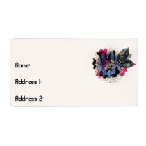 Blue Flower and Leaves labels
