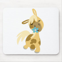 Blue Flower and  Pony mousepad