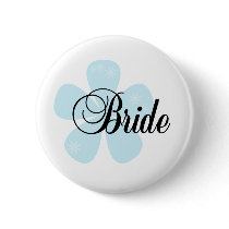 Blue Flower Bride Pinback Button