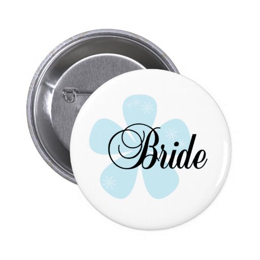 Blue Flower Bride Pinback Button