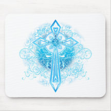 Blue Flower Cross Mousepad