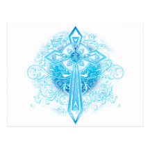 Blue Flower Cross Postcards