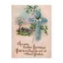 Blue Flower Cross Vintage Easter Postcard
