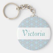 Blue Flower custom name keychain keychains