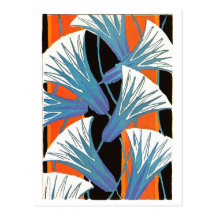 Blue Flower Deco Postcards