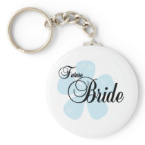 Blue Flower Future Bride Keychains