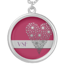 Blue Flower Heart Cute initial monogram necklace necklaces
